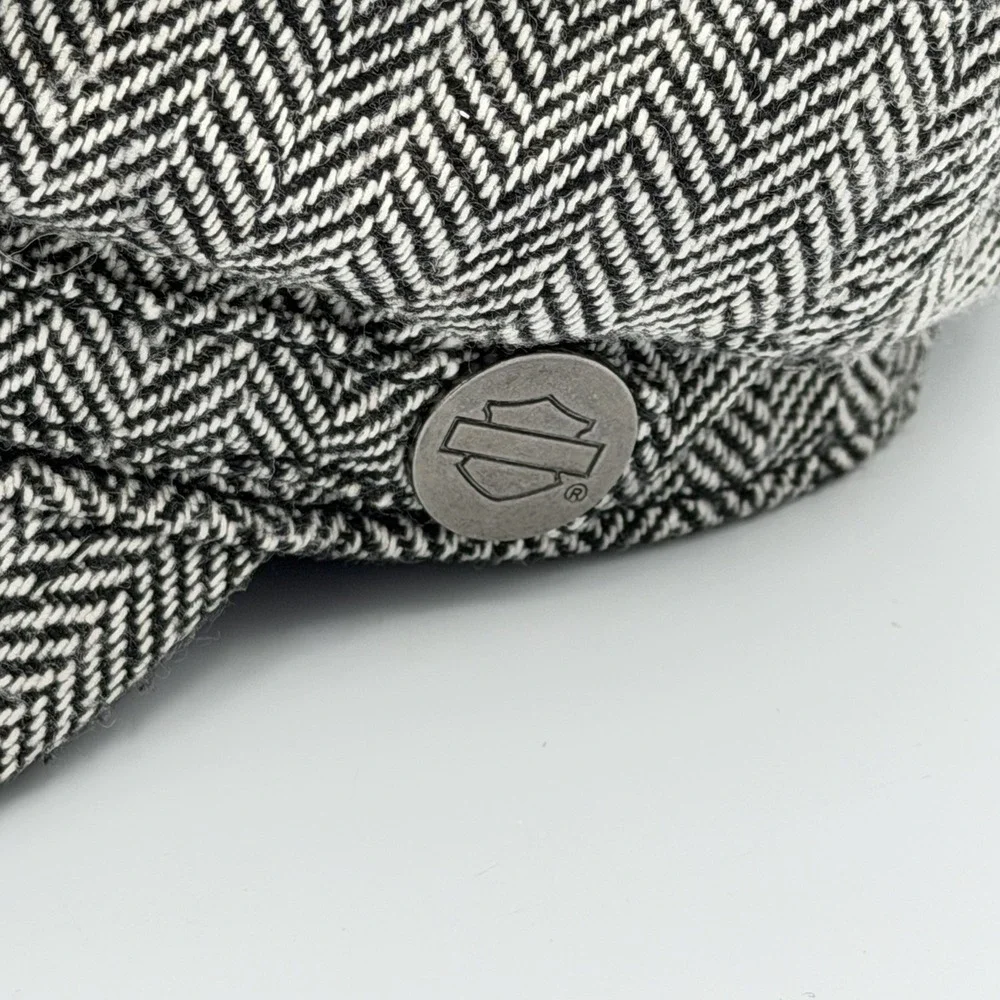 Harley-Davidson Womens Newsboy Trendsetter Black/Gray Tweed Adjustable Cap Hat